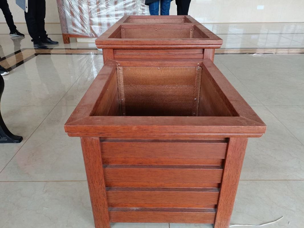 Bahçe Oteli veya Commecial Meydanı için Cam Lifi Güçlendirilmiş Ahşap Taneler Çiçek Kutusu