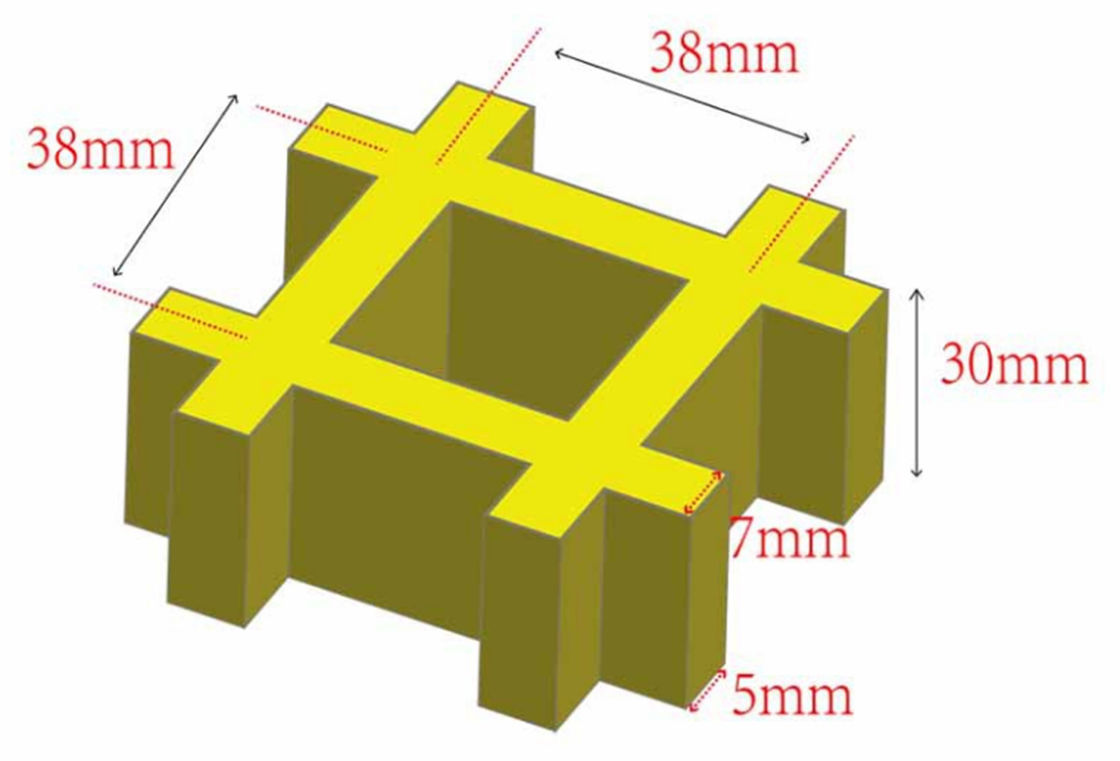 38*38*30mm FRP Çit Yürüyüş Yolu veya Platform için Özel Renk ve Boyut